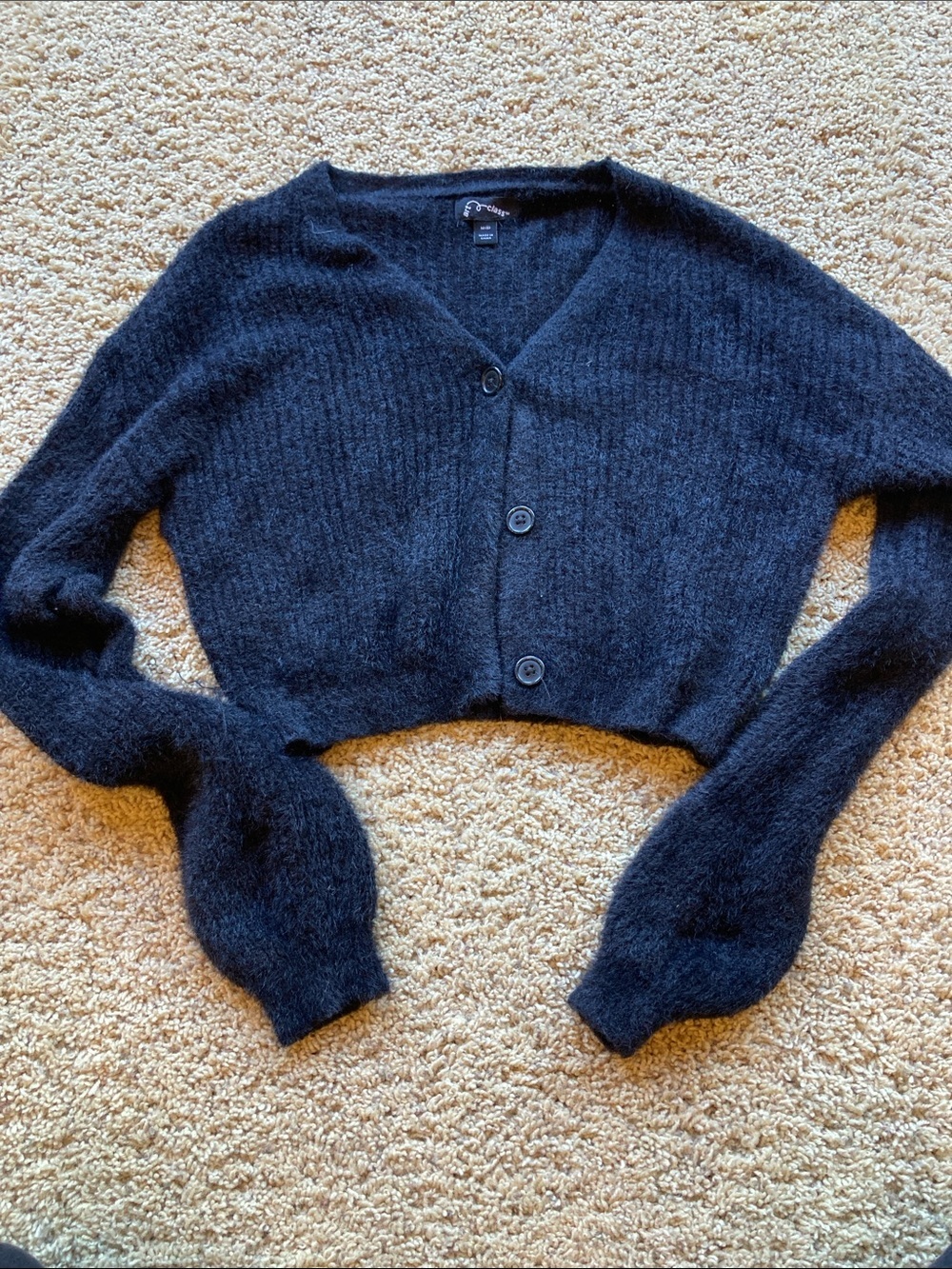 art class Black Fuzzy Cropped Button Cardigan Black Cardigan size 8